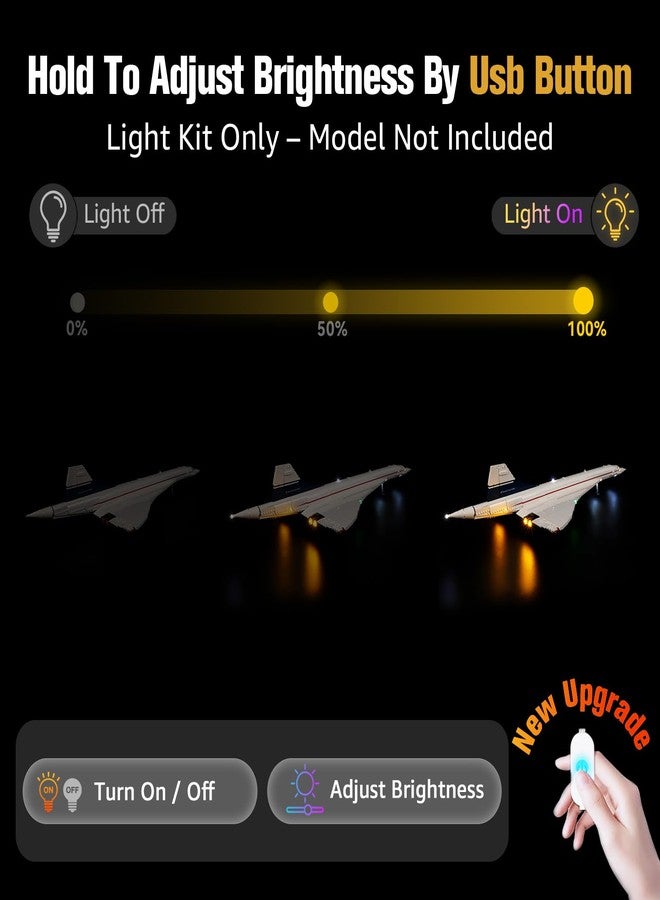 BrickSoul Light Up Kit Compatible with Lego Concorde Model Aircraft 10318 Building Set, Upgrade Wired Dimmable Lighting Accessories for Lego Fans, Not Included 10318 Model - Image 3